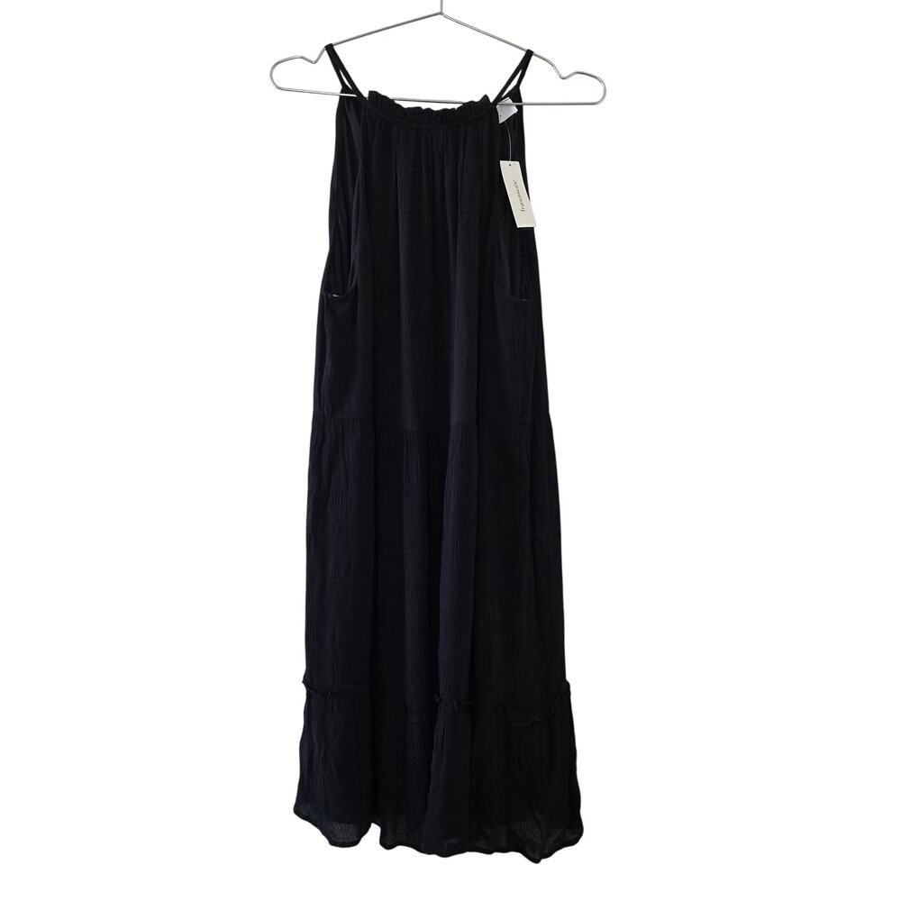 Dee Elly Black Tiered Dress Francescas Womens XL Sleeveless Ruffle Hem NWT